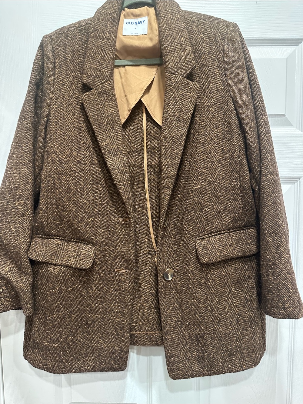 Old Navy Womens Brown Herringbone Blazer Jacket - Picture 3 of 4